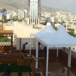 سایبان پارکینگ پارچهای برای کافه فضای باز